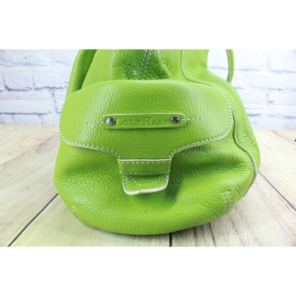 Cole Haan Lime Green Pebbled Leather Double Handle Shoulder Bag - Picture 7 of 13
